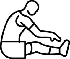 A character doing a stretching exercise, linear style icon vector