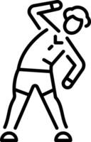 A character doing body stretching exercise, line style icon vector