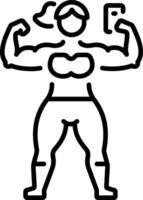 A linear style icon of a strong woman doing calisthenics vector