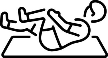 A character doing crunches exercise, line style icon vector