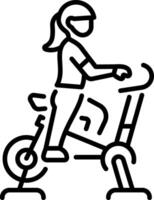 A character doing bike exercise, linear style icon vector
