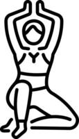 A character doing yoga practice, linear style icon vector