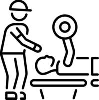 Line icon of a fitness trainer giving instructions to a character vector