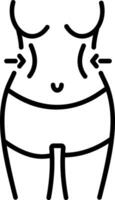 A linear style icon of a belly depicting fat loss vector