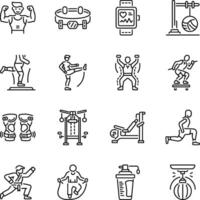 Bundle of Linear Style Fitness Icons vector