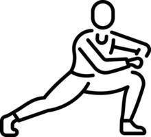 A character doing side lunges workout, linear style icon vector