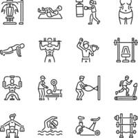 Set of Linear Style Fitness Training Icons vector