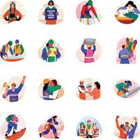 Bundle of Flat Style Labour Rights Illustrations vector