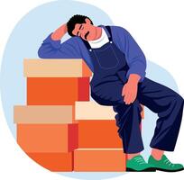 A flat style illustration of a character taking a work nap vector