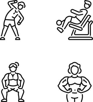 Pack of Physical Exercises Linear Icons vector