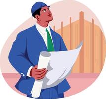 Flat style illustration of an architect expert character vector