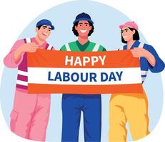 Flat style illustration of some characters celebrating worker day vector