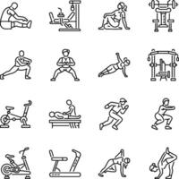 Set of Linear Style Gym Workout Icons vector