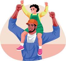 Flat style illustration of a happy worker family vector