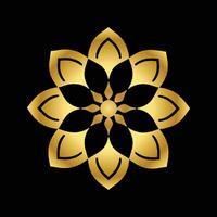 Golden Lotus Mandala Elegance A Symbol of Purity and Harmony in Black and Gold vector