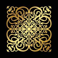 Golden Elegance a Symmetrical Ornamental Design in Rich Gold Against a Deep Black Background vector