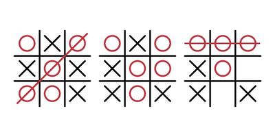 Multiple tic tac toe winning scenarios vector