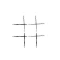 Hand drawn tic tac toe grid sketch vector