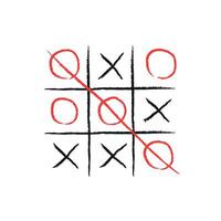 Winning tic tac toe move marked in red vector