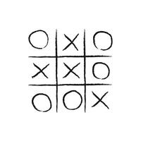 Hand drawn tic tac toe game in progress vector