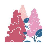 Simple illustration of pink and red lilacs. Floral composition. For spring and nature designs. vector