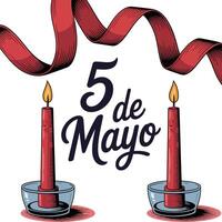 Red Candles and Flowing Ribbons Illustration for Cinco de Mayo. vector