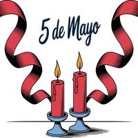 Festive 5 de Mayo Candlelight Scene in Flat Style. vector