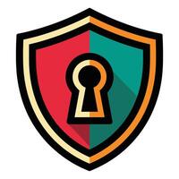 A shield with a keyhole in the middle vector
