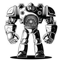 A robot in black and white on a white background vector