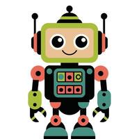 A cartoon robot with headphones on vector