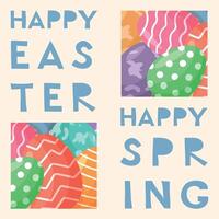 Easter colorful poster with easter abstract elements. Happy Easter and Happy Spring. Cute playful eggs vector