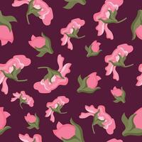 seamless pattern with closed pink pansy buds on a pink background, for various designs vector