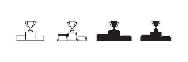 Trophy Podium Icon Set Black and White Minimalist Award Illustration vector