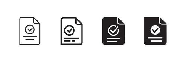 Document Approval Icon Set Black and White Illustration vector