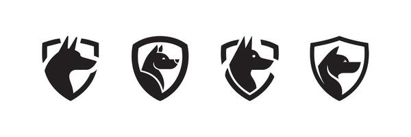Guard Dog Security Shield Logo Set vector