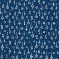 Doodle seamless pattern with christmas tree toys vector