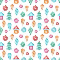 Seamless pattern with christmas tree toys vector