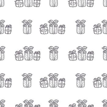 Doodle pattern with gift boxes vector
