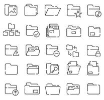 Folders for the computer desktop. Thin line icons with a space. vector