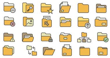 Folder icons with a stroke. Folders for the computer desktop. vector