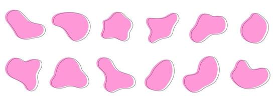 Pink amyoba with frame. Liquid graphic shape design element. vector