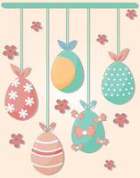 Hanging Easter Eggs Decoration Art vector