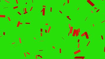 confetti party effect sprinkled on a green screen background 3d rendering video