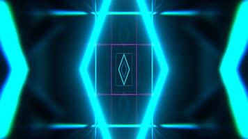 Cyan and Pink Corridor with Neon Frames Background VJ Loop I 4K video