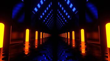 Orange and Blue Corridor with Tall Neon Columns Background VJ Loop I 4K video