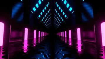 Blue and Pink Corridor with Tall Neon Columns Background VJ Loop I 4K video