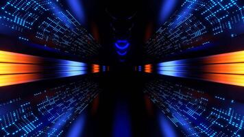 Orange and Blue Corridor with Neon Energy Streams Background VJ Loop I 4K video