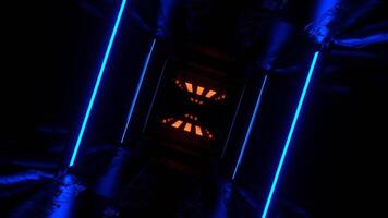 Blue and Orange Sci-Fi Strobe Light Beams Tunnel Background VJ Loop I 4K video