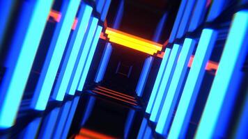 Blue and Orabge Neon Abstract Strobe Hallway Background VJ Loop I 4K video
