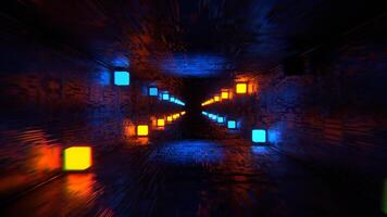 Blue and Orange Neon Stroboscopic Cybernetic Tunnel Background VJ Loop I 4K video